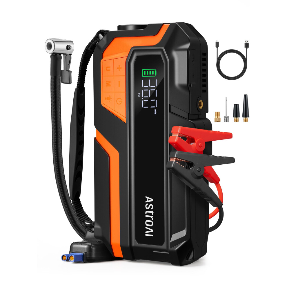 Astroai Mf16 Jump Starter Power Pack With Air Compressor, For 12V Vehicles (10L Petrol/8L Diesel), 6000A And 150Psi Car Battery Booster Jump Starter 5003808451765
