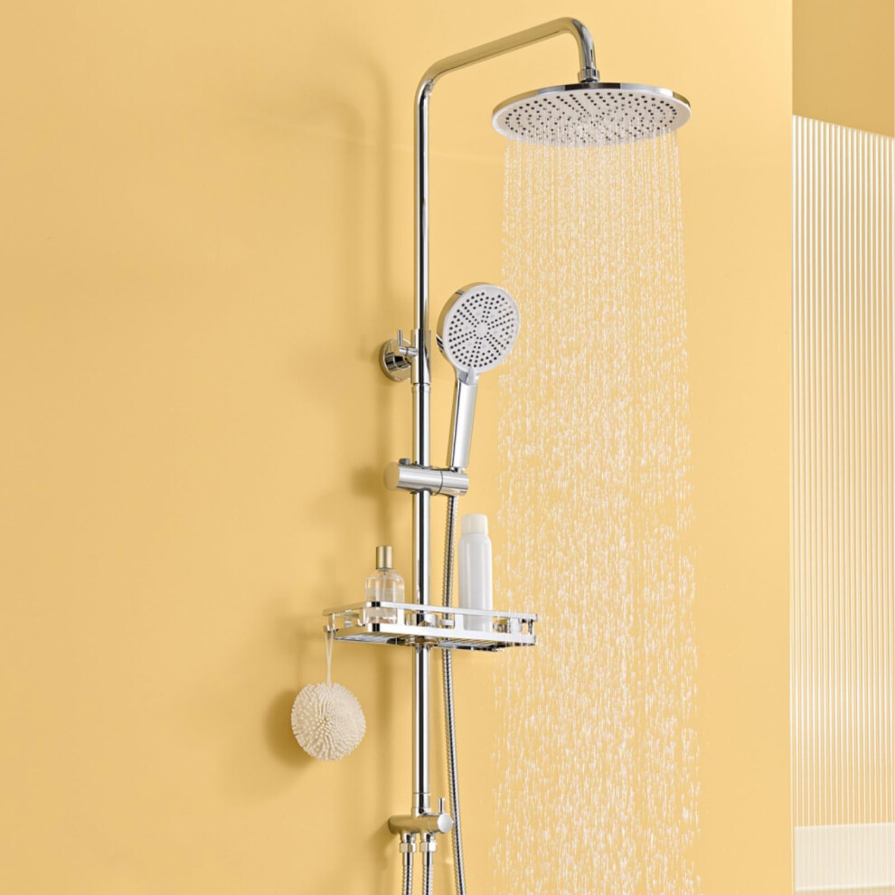 Auralum Shower Riser Rail Kit With 10" Rainfall Shower Head, High Pressure 4-Mode Handheld & No-Drill Soap Dish, Shower Set Without Mixer, 68-108Cm Ad 6979430723374