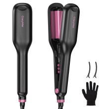 CrazyMar Hair Waver Crimper - Hair Curler with 15s Rapid Heat,80M Ionic Deep Waver Curling Iron, Smart Timers&Anti-Scald Shell for Effortless Beach Wa
