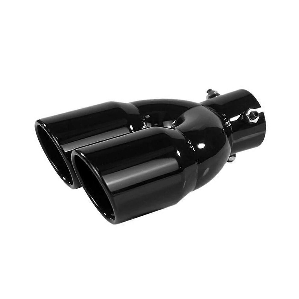 Car Universal Stainless Steel Tail Throat Car Exhaust Muffler 73-76Mm Oblique Port Double Outlet Exhaust Tail Nozzle 9152359392372
