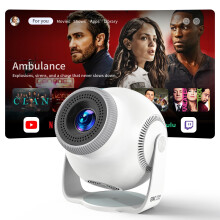 Mini Projector 4K and 1080P Support, Android 14 Smart System, 8K Decoding, 480 ANSI Lumens, Wi-Fi 6 and Bluetooth 5.4, Auto Keystone, 180 Rotatable S