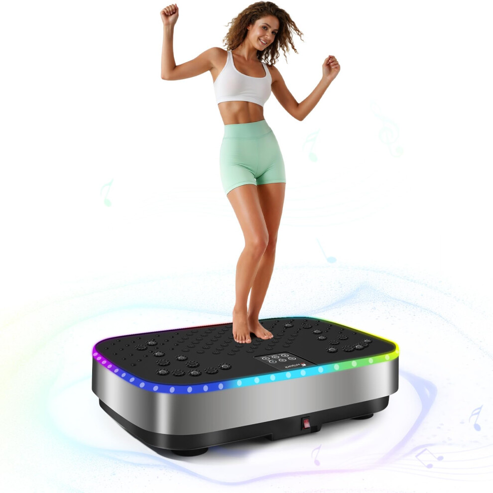 Photos - Other Trainers Evospark Vibration Plate,  Vibration Plate Exercise Machine with 9 LED Light Effects, 2 in 1 Brushless Motors Vibration Platf 