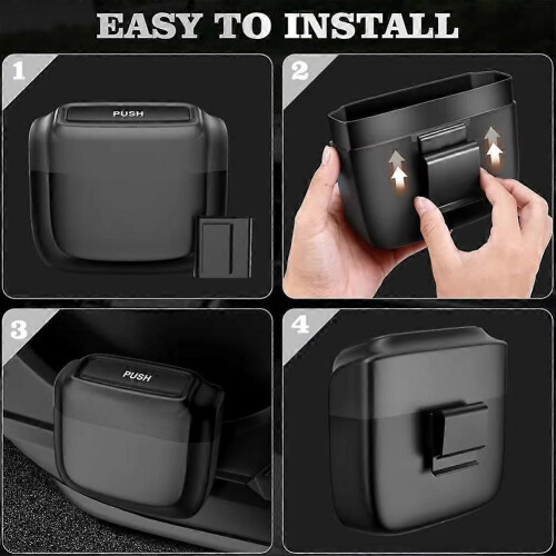 Car Trash Bin with Lid - Hanging Vehicle Garbage Dust Case, Pressing Square Trash Can, Auto Interior Accessory 1