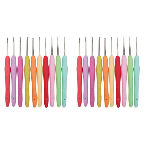 20Pcs Small Size Lace Crochet Hooks (0.5-2.75mm), Ergonomic Crochet Hooks Set with Soft Grip Handle for Thread