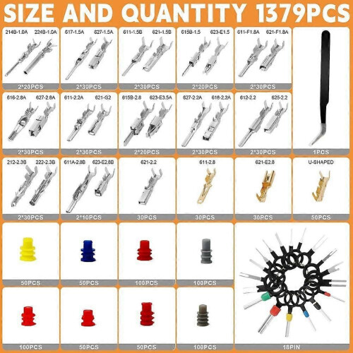 1379PCS Κιτ σύνδεσης ακίδων αυτοκινήτου, ηλεκτρικοί σύνδεσμοι α 2