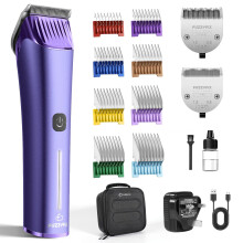 FuzzyFix Dog Grooming Clipper with Replacement Blade, 5-in-1 Adjustable Blade Cordless Pet Grooming Kit 2 Speed Rechargeable Trimmer Hair Shaver with