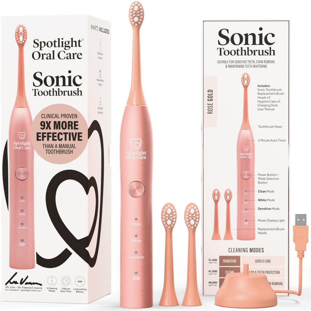 Spotlight Oral Care Sonic Electric Toothbrush - Made By Dentists | Removes 9 More Plaque Than A Manual Brush | Up To 70-Day Battery | Multi Award Win