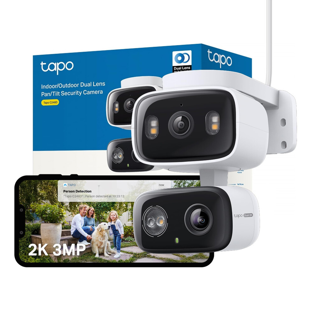 Tapo C246d 2K 3Mp Dual Lens Security Camera Outdoor, Ai Detection, Outdoor Camera,Cctv,125Wide Angle Two Views,One Screen,Smart Tracking,Ip65,Google 1210002602730