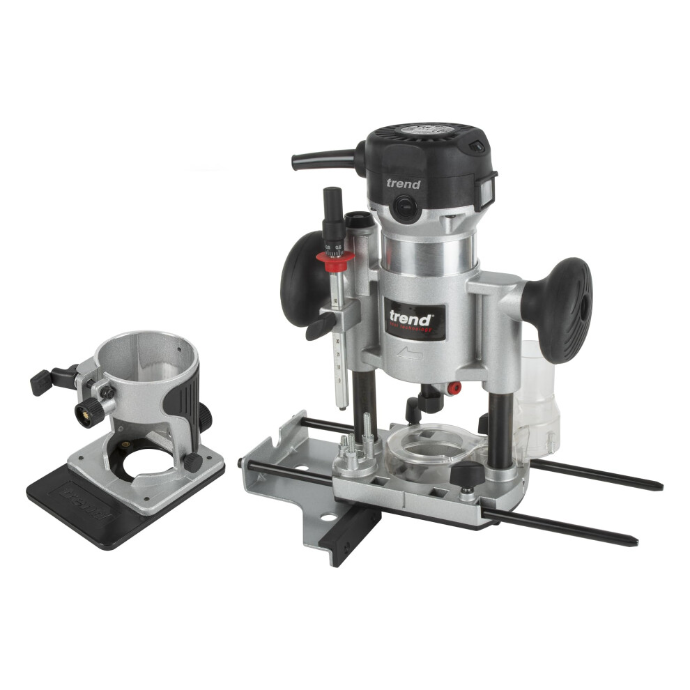 Trend T1 Dual-Base Trim & Plunge Router, 1/4 Inch Collet, 710W, 240V, Compact Precision Cutting Woodworking Power Tool, T1eps