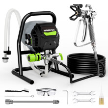 WORKPRO 700 W Airless Paint Sprayer with Adjustable Flow, 200 Bar Airless Sprayer with 7.6M Hose & 30CM Extension, Portable Design with 8 Accessories,