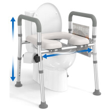 HOMLAND Raised Toilet Seat with Handles, Toilet Seat Riser for Seniors with Adjustable Height & Width, Handicap Elevated Toilet Seat for Elderly, Preg