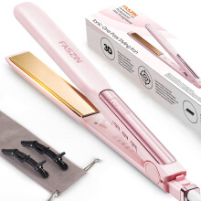 Faszin Hair Straighteners, Ionic Titanium Plate for Smooth Shiny Results, 20S Fast Heat Up Flat Iron, Clear LCD Display, 2 in 1 Straightener and Curle