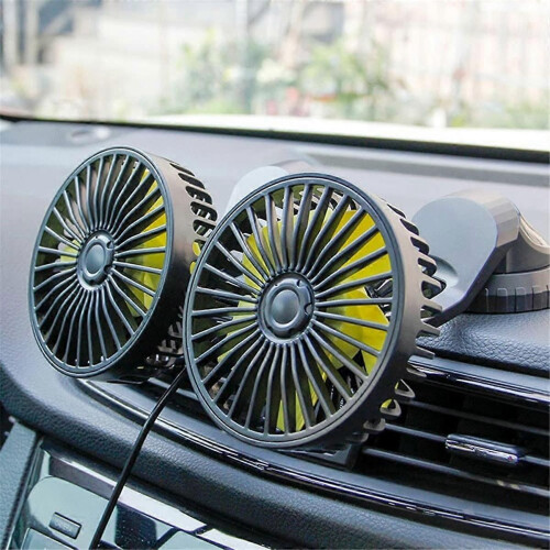 Universal Adjustable Dual Head Fan Car Dashboard Cooling Air USB Fan 2