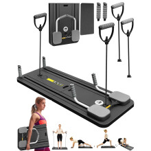 Portable Pilates Reformer Board - Multi-Purpose Foldable Home Pilates Equipment for Core/Back/Arm/Leg Workouts, Fitness Gift (Black)