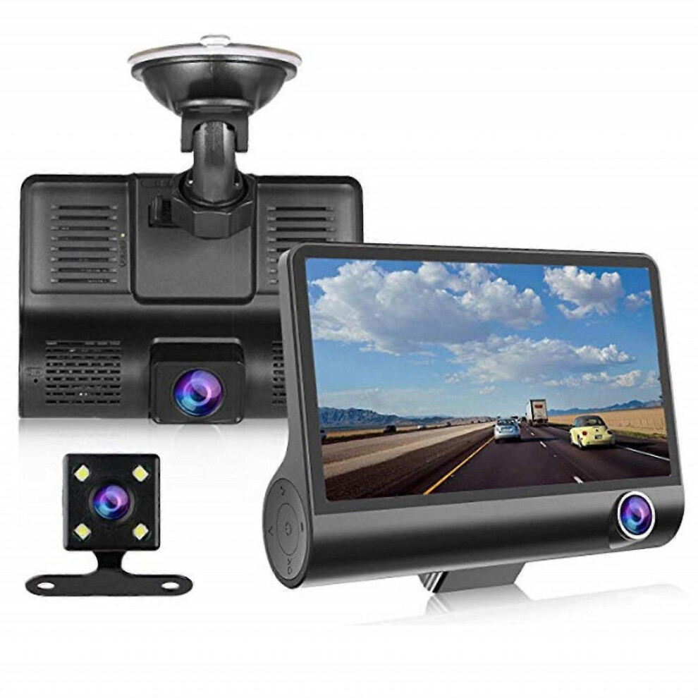 Car Dash Cam Night Vision Reverse Image Dual Lens With Backup Camera Waterproof Driving Recorder 3 Way Recording 9152359396165