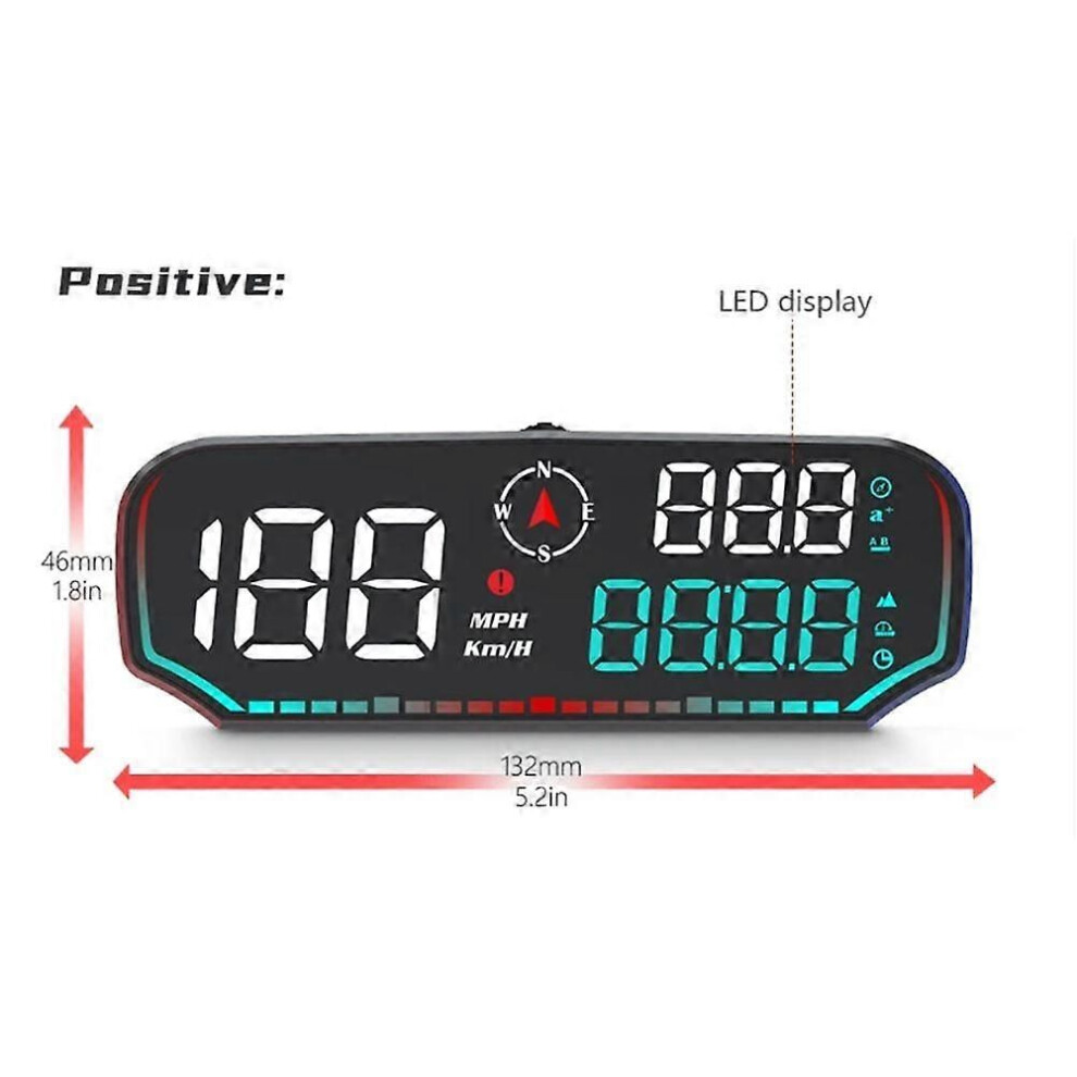 Car Head Up Display Car Hud Gps Led Display Fatigue Driving Alarm Speedometer Tachometer Display Screen 9152359394017