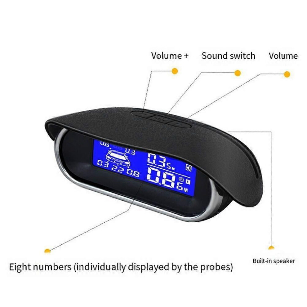 Car Parking Sensors 8 Weatherproof Rear Front View Reverse Backup Radar Kit System Lcd Display Monitor A 9152359394291