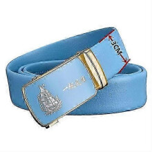 Unisex Sky-blue Automatic Buckle Belt 2024 Fashion Business & Casual, 3cm/3.5cm