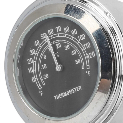 22-25mm Motorcycle Handlebar Thermometer Clock Temperature Gauge Accessory Black 2