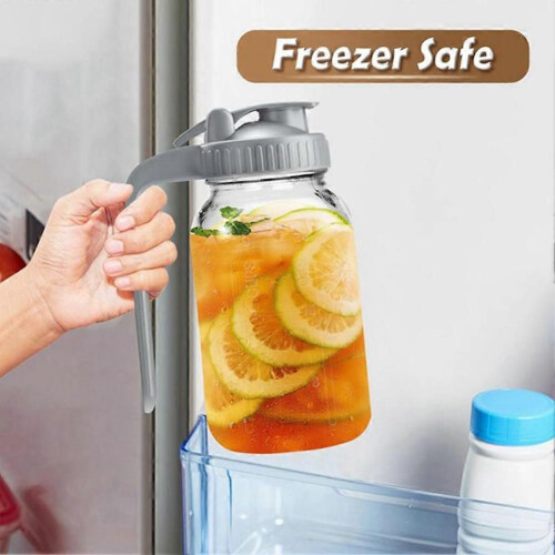 2 συσκευασίες γυάλινων κανατών 32oz με καπάκι - δοχείο κρέ 2