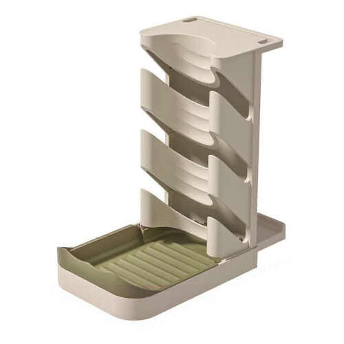 Pot Lid Organizer for Cabinet 3-Tier Multi-Functional Pot Cover Khaki 1