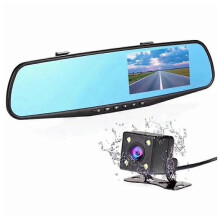 4,3-Zoll-Auto-Dashcam, Fahrrekorder, HD 1080P, Fahrradspiegel-DVR, Dual-Objektiv-Videorekorder, Auto-DVR-Dashcam