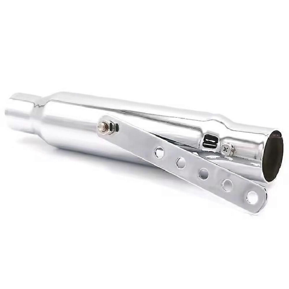 Motorcycle 12Inch Shorty Exhaust Pipe Compatible Harley Honda Suzuki Kawasaki Touring Chopper Cafe Racer Silver 9152359392211