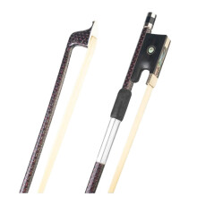Adult 4/4 Carbon Fiber Violin Bow with Red Silk Braided Grip and White Horse Hair