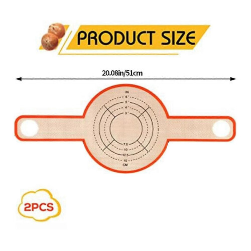 2Pcs Baking Mat, Bread Baking Siling with Long Handles Bread Mat 1