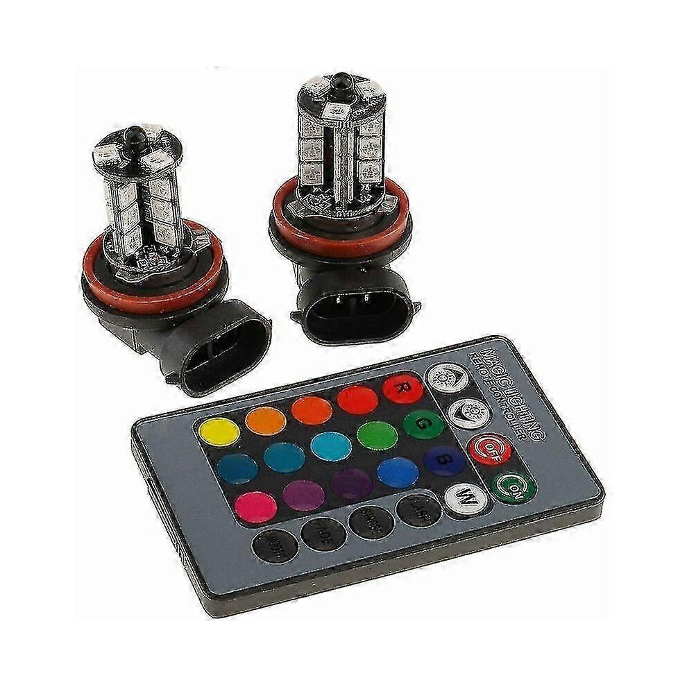 Pack Of 2 H8/H11 Rgb Led Fog Bulbs Multicolor Remote Control Replacement Lamps For Cars Light 9319739927771
