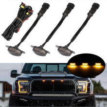 3x Raptor Style Smoked Amber LED Front Grill Lights for Ford F-150 Truck SUV Highway Legal