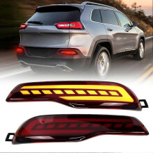 LED Rear Bumper Reflectors Light for Jeep Cherokee 2014-2018 Brake Light Tail Lamps Sequential Turn Signal Light