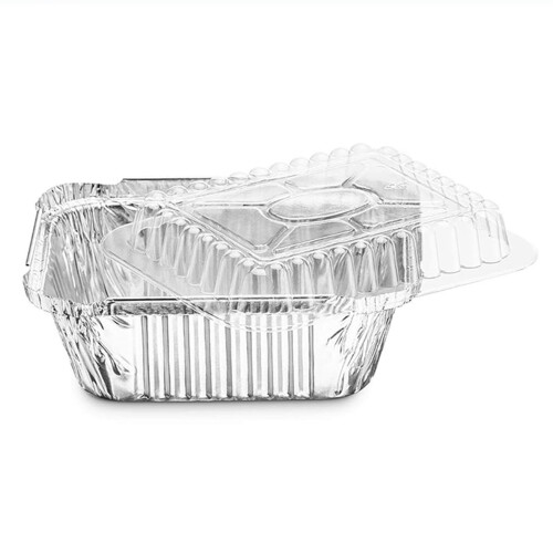 4set Disposable Takeaway Pan with Transparent Lid, Rectangular Aluminum Foil Tray, Tightly Sealed, 410ml Capacity 2