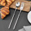 Retractable compatible fork and Spoon Set Barbecue, Dinner, Dessert Tableware 2