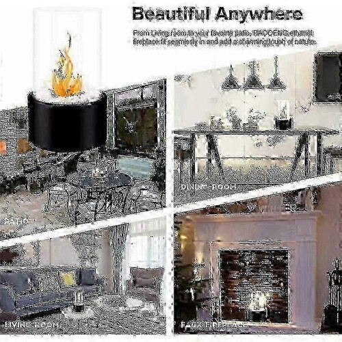 Portable Bioethanol Tabletop Fireplace with Cross Pattern Chimney, Ethanol Fuel Fire Pit 1