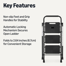 Amazon Basics 3Step Folding Ladder Steel Structure with AntiSlip Feet