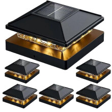 6 luci solari da palo compatibili con pali da 3,5x3,5 cm, impermeabili, per recinzioni esterne.