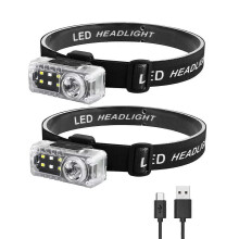 LED-induktionsstrålkastare rörelsesensor superljus strålkastare USB-laddning utomhusficklampa för