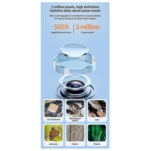 500X Digital Handheld Microscope Magnifier Magnifying Glass with Light for Electronics Coins Jew 2