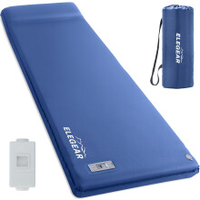 Self-Inflating Camping Pad with Built-in Electric Pump, Ultra-Thick Memory Foam, Pillow, and R-Value 9.5 for Travel and Outdoor Use