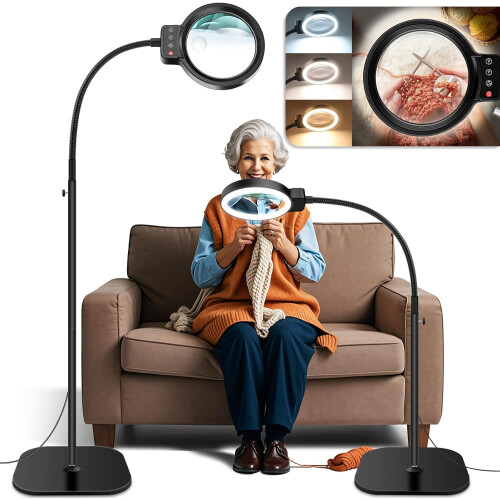 Floor Magnifying Lamp LED Adjustable Stand Light for Sewing Crafts