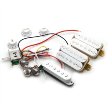 Guitar Wiring Harness HSH Prewired Kit with 5Way Switch 2T1V for ST Electric Guitar White Finish