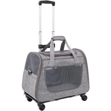 Cat Carrier Transport Bag with Wheels, 2-in-1 Trolley for Pet Travel on Car, Train, Plane, Vet Visits