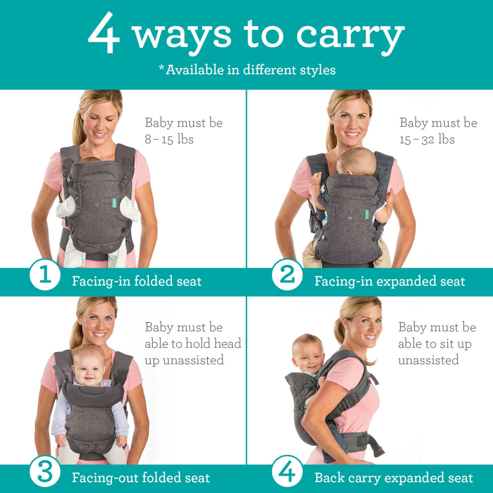 Infantino Flip Advanced 4in1 Baby Carrier  Ergonomic Convertible Facei-image-OPC-PWS5YKZ-NEW