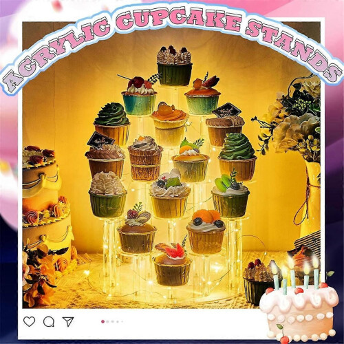 Ακρυλικό Cupcake για 16 Cupcakes Stand Επαναχρησιμοποιήσιμη Βάση 2