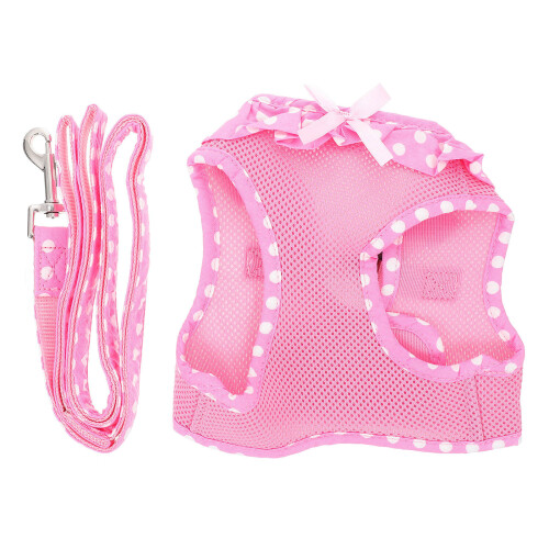 1Set Verstelbare Roze Huisdier Pulling Rope Met Mesh Vest 1