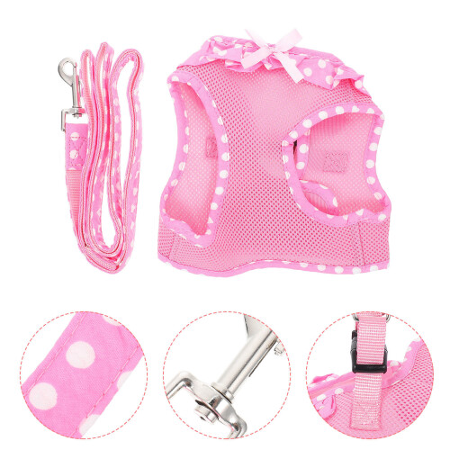 1Set Verstelbare Roze Huisdier Pulling Rope Met Mesh Vest 2