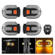 4Pcs Bike Turn Signal with Alarm, USB Rechargeable Remote Control Bicycle Tail Light 5 Modes Waterproof Strobe Lights (Black)