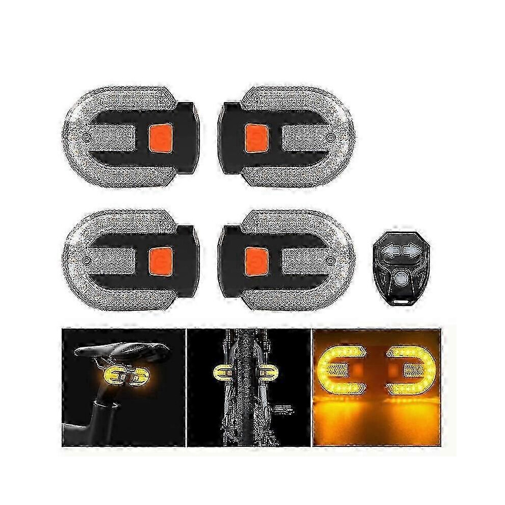 Photos - Climbing Gear 4Pcs Bike Turn Signal with Alarm, USB Rechargeable Remote Control Bicycle Tail Light 5 Modes Waterproof Strobe Lights (Black