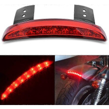 Fanale posteriore a LED Harley Sportster - Rosso, bordo parafango troncato, 8 LED, luce freno, stop